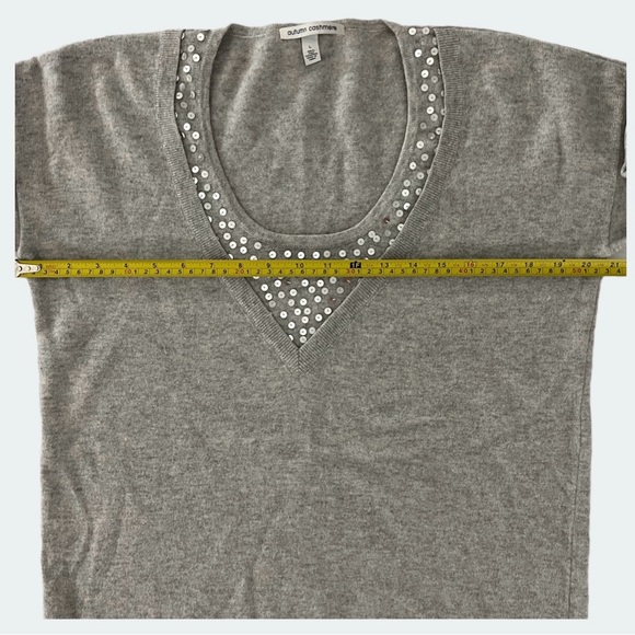 Autumn Cashmere/Cashmere Sweater/Women’s/ Large/Gray/Sequin V-Neck - Picture 7 of 10
